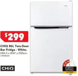 Harvey Norman CHIQ Two-Door Bar Fridge - White offer