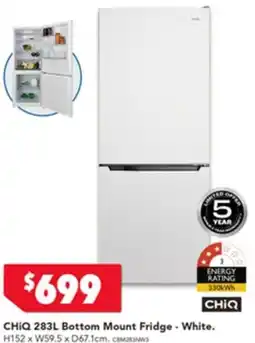 Harvey Norman CHIQ Bottom Mount Fridge - White offer