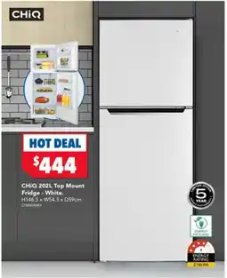 Harvey Norman CHIQ Top Mount Fridge - White offer