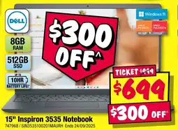 JB Hi-Fi 15" Inspiron 3535 Notebook offer