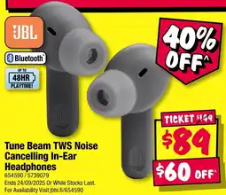 JB Hi-Fi Tune Beam TWS Noise Cancelling In-Ear Headphones offer