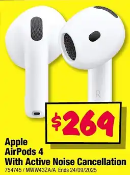 JB Hi-Fi Apple AirPods 4 With Active Noise Cancellation offer