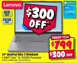 JB Hi-Fi 14" IdeaPad Slim 3 Notebook offer