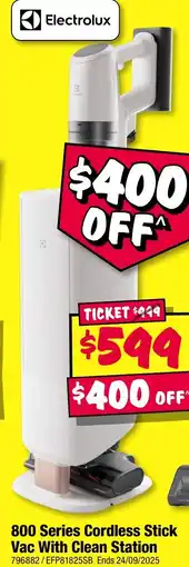 JB Hi-Fi 800 Series Cordless Stick Vac With Clean Station offer