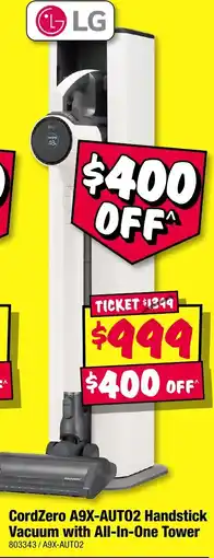 JB Hi-Fi CordZero A9X-AUTO2 Handstick Vacuum with All-In-One Tower offer