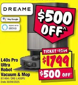JB Hi-Fi L40s Pro Ultra Robot Vacuum & Mop offer