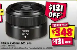 JB Hi-Fi Nikkor Z 40mm f/2 Lens offer