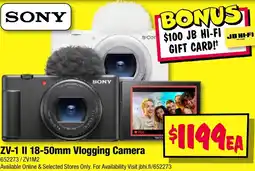 JB Hi-Fi ZV-1 II 18-50mm Vlogging Camera offer