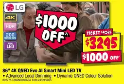 JB Hi-Fi 86" 4K QNED Evo Al Smart Mini LED TV offer