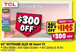 JB Hi-Fi 65" NXTFRAME QLED 4K Smart TV offer