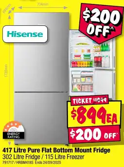 JB Hi-Fi Pure Flat Bottom Mount Fridge offer