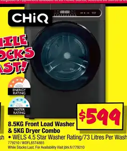 JB Hi-Fi 8.5KG Front Load Washer & 5KG Dryer Combo offer