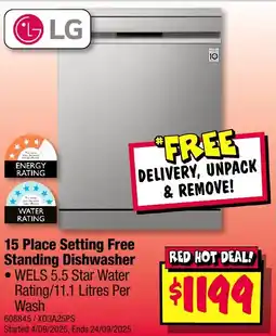 JB Hi-Fi 15 Place Setting Free Standing Dishwasher offer