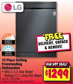 JB Hi-Fi 15 Place Setting Freestanding Dishwasher offer