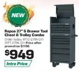 Repco Repco 27" 5 Drawer Tool Chest & Trolley Combo offer