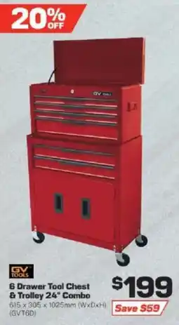 Repco 6 Drawer Tool Chest & Trolley 24" Combo offer