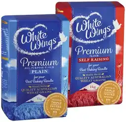 IGA White Wings Premium Self Raising or Plain Flour 1kg offer