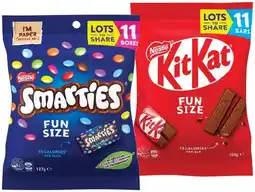 IGA Nestlé KitKat, Smarties or Milky Bar Fun Size 11 Pack Selected Varieties offer