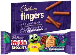 IGA Cadbury Fingers Milk Chocolate Biscuits 114g, Freddo 167g or Cookies 156g Selected Varieties offer