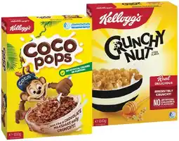 IGA Kellogg’s Cereal Coco Pops 650g, Crunchy Nut Corn Flakes 640g or Nutri‑Grain 765g offer