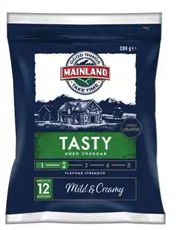 IGA Mainland Tasty Aged Cheddar or Mozzarella Finely Grated Cheese 200g offer