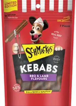 IGA Schmackos Kebabs or Strips BBQ Flavoured Dog Treats 70‑90g Selected Varieties offer