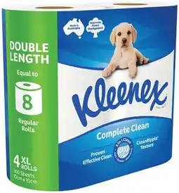 IGA Kleenex Complete Clean Double Length Toilet Tissue 4 Pack offer