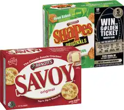 IGA Arnott’s Shapes 130‑190g, Savoy 225g or Clix 250g Selected Varieties offer