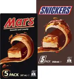 IGA Mars or Snickers Frozen Dessert Bars 5 Pack offer
