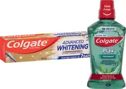 IGA Colgate Advanced Whitening, MaxFresh Toothpaste 115g or Plax Mouthwash 500mL Selected Varieties offer