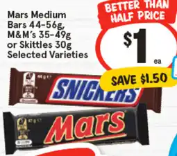 IGA Mars Medium Bars, M&M's or Skittles offer