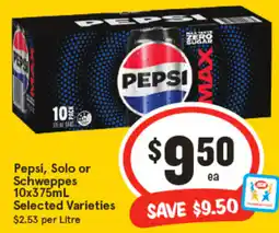 IGA Pepsi, Solo or Schweppes offer