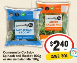 IGA Community Co Baby Spinach and Rocket or Aussie Salad Mix offer