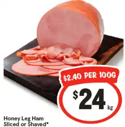 IGA Honey Leg Ham Sliced or Shaved offer