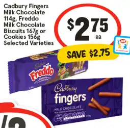IGA Cadbury Fingers Milk Chocolate , Freddo Milk Chocolate Biscuits or offer