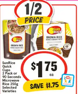 IGA SunRice Quick Cups 2 Pack or 90 Seconds Microwave Rice offer