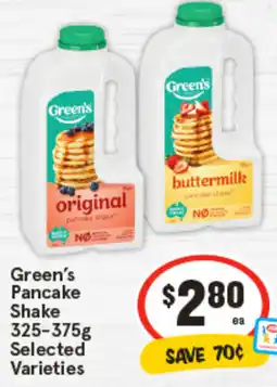 IGA Green's Pancake Shake offer