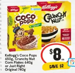 IGA Kellogg's Coco Pops, Crunchy Nut Corn Flakes or offer