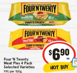 IGA Four 'N Twenty Meat Pies 4 Pack offer