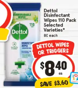 IGA Dettol Disinfectant Wipes 110 Pack offer