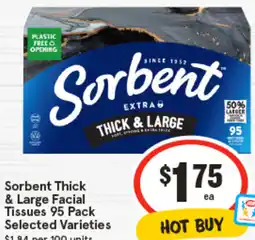 IGA Sorbent Thick & Large Facial Tissues 95 Pack offer