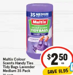IGA Multix Colour Scents Handy Ties Tidy Bags Lavender Medium offer