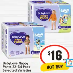 IGA BabyLove Nappy Pants 22-34 Pack offer