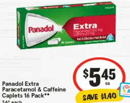 IGA Panadol Extra Paracetamol & Caffeine Caplets offer