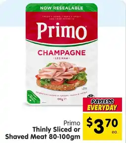 Spar Primo Thinly sliced or Shaved Meat offer
