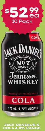 Thirsty Camel JACK DANIEL'S & COLA 4.8% RANGE offer