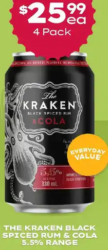 Thirsty Camel THE KRAKEN BLACK SPICED RUM & COLA 5.5% RANGE offer
