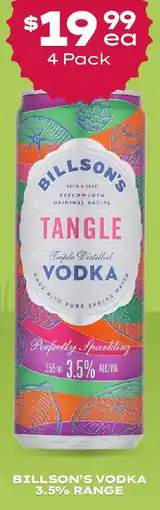 Thirsty Camel BILLSON'S VODKA 3.5% RANGE offer
