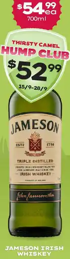 Thirsty Camel JAMESON IRISH WHISKEY offer