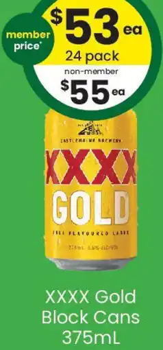 The Bottle O XXXX Gold Block Cans offer